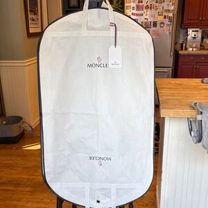 Moncler White Garment Bag with Black Trim